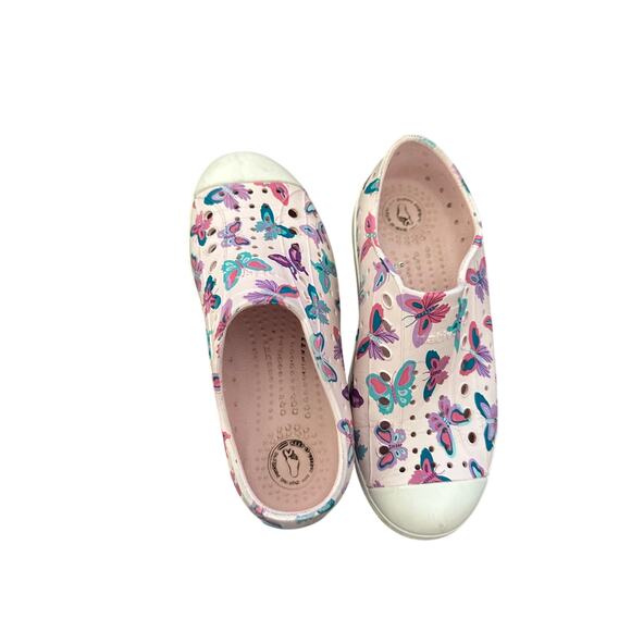 Native Kids' Girl's Pink Jefferson Butterfly Print Slip On Sneaker Shoes Size 13 - Picture 5 of 10